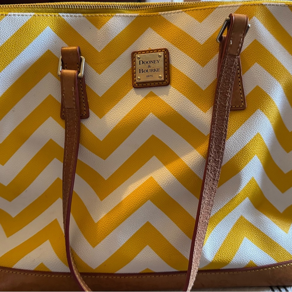 Dooney & Bourke large Yellow Chevron Tote Bag and Wallet